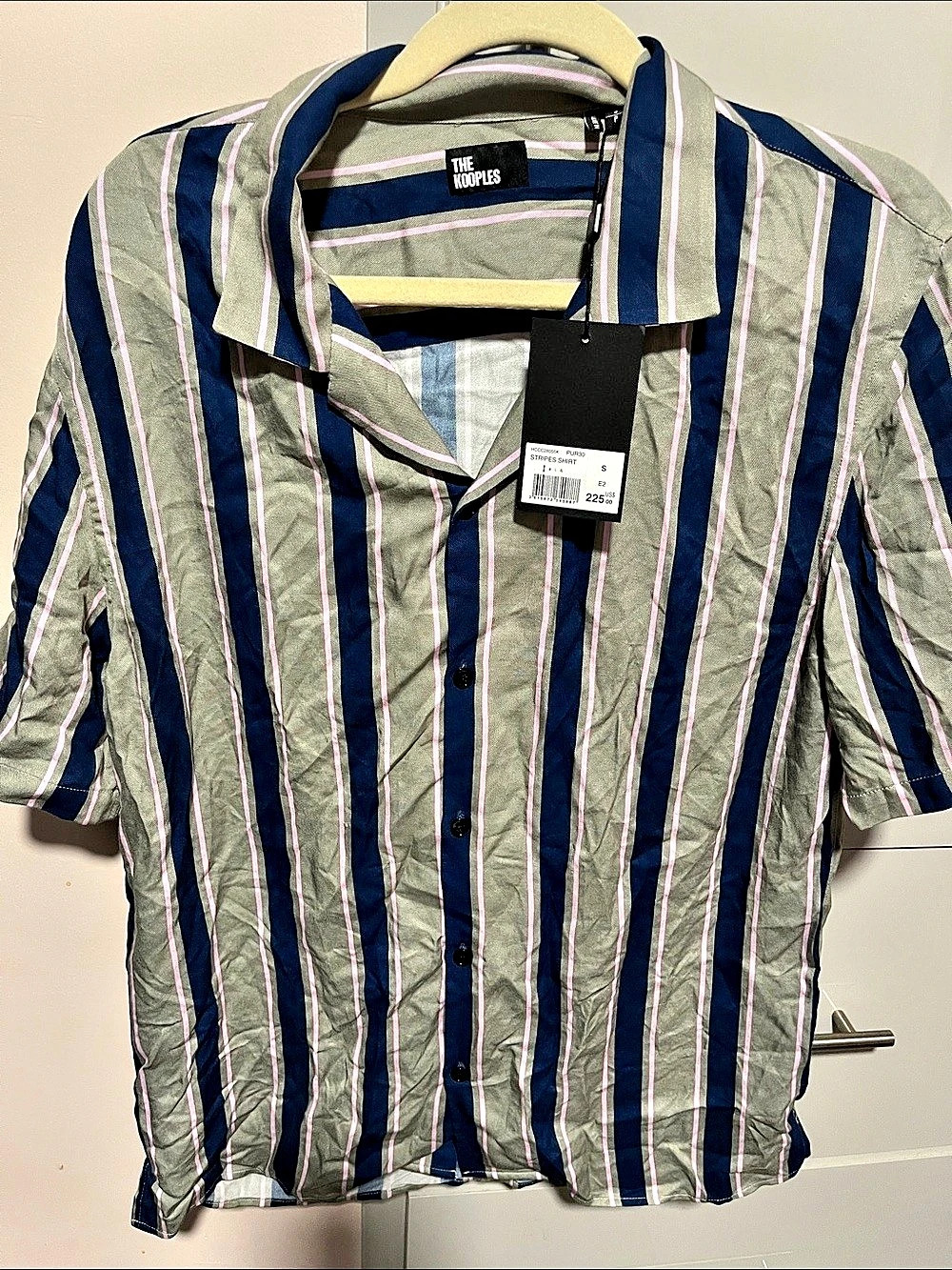 The Kooples Copypight Striped Viscose Shirt in Blue & Gray pink Size Small NWT